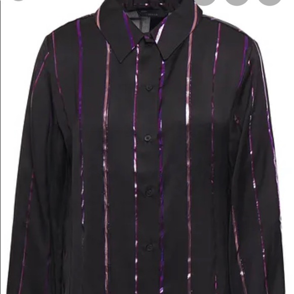 J Brand "Elena" shirt with metallic stripes. - Picture 2 of 10